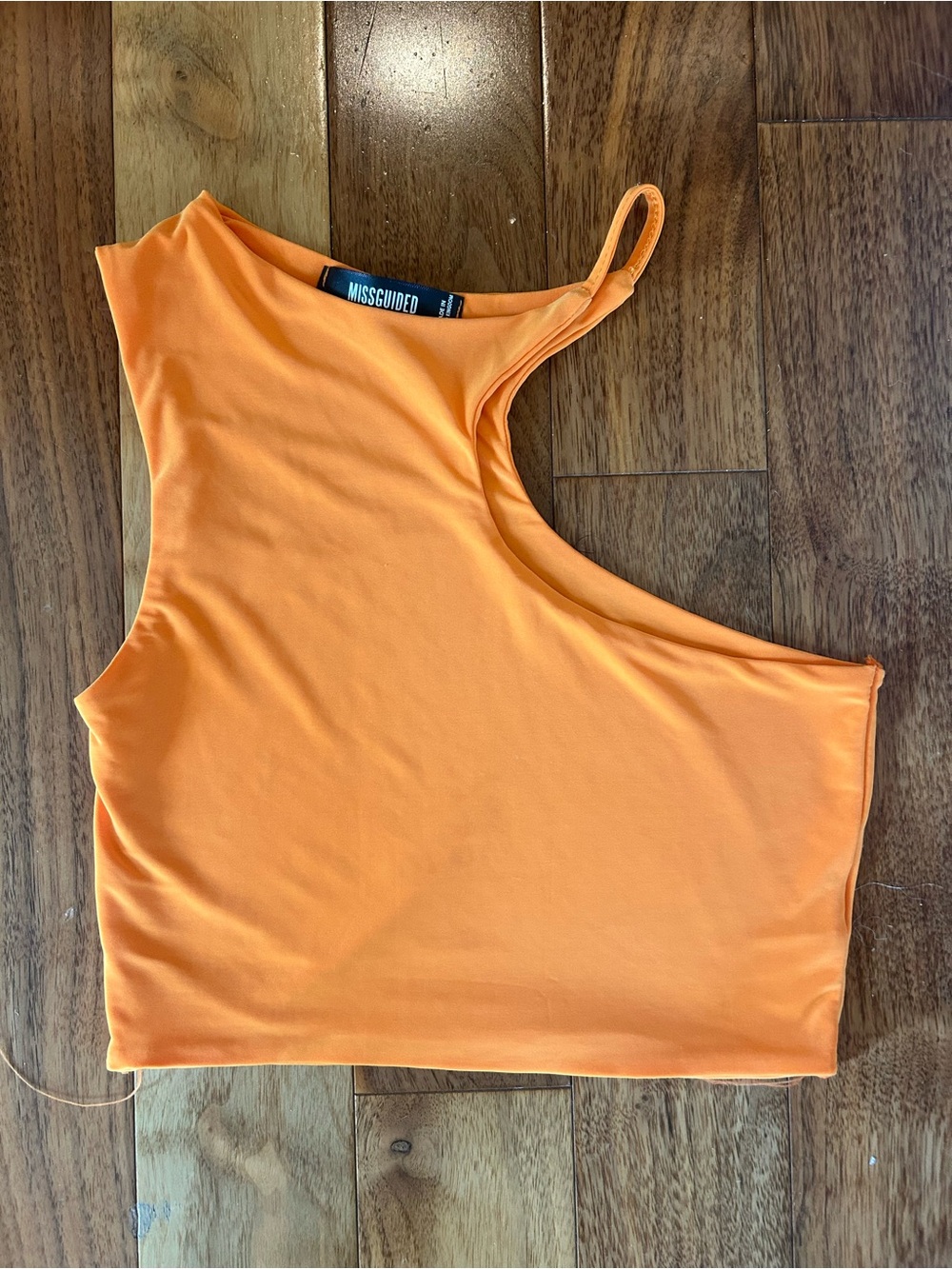 MISSGUIDED Orange One-Shoulder Crop Top with Single Strap